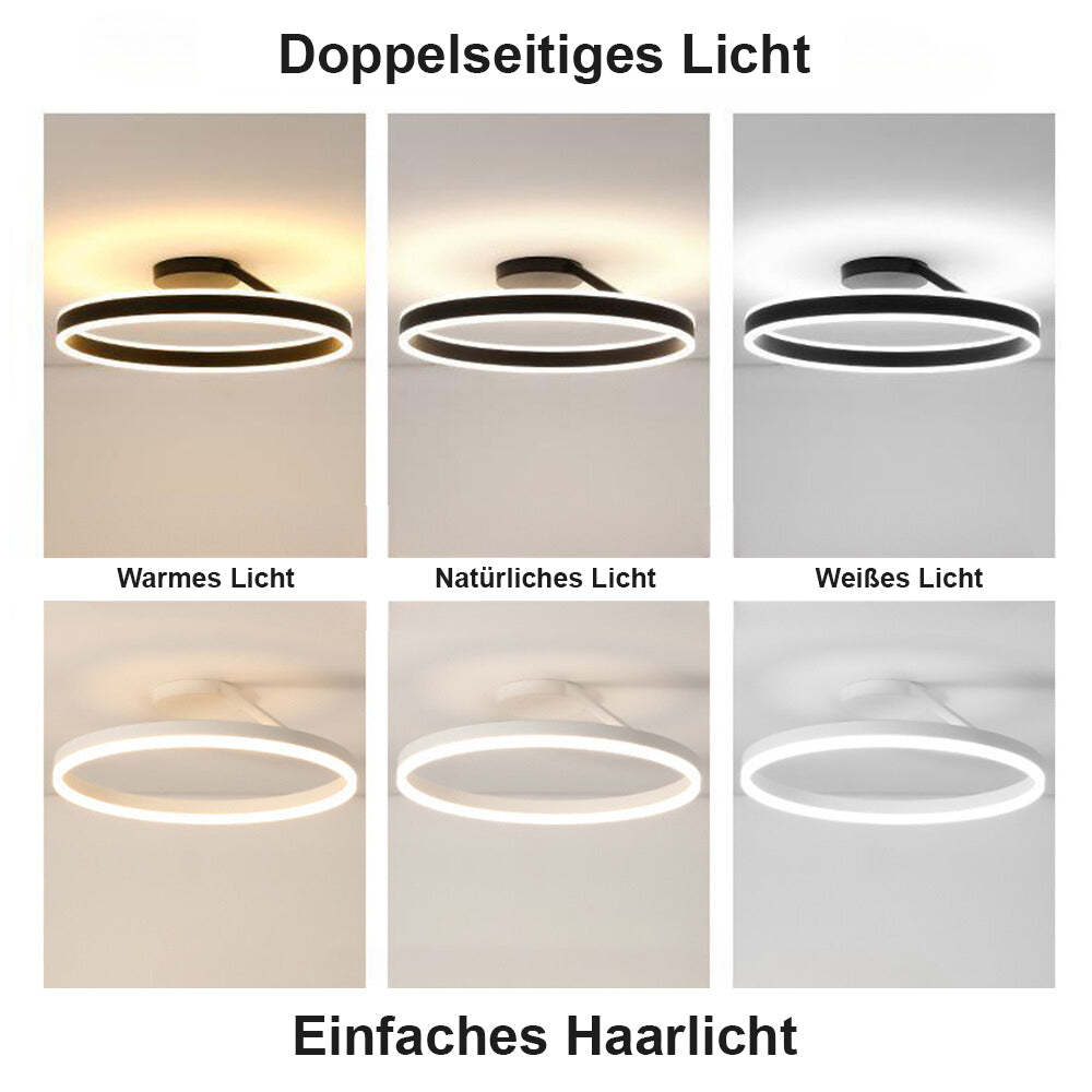 Arisha Modern LED Deckenleuchte Ring Schwarz/Weiß Wohnzimmer Flur Metall
