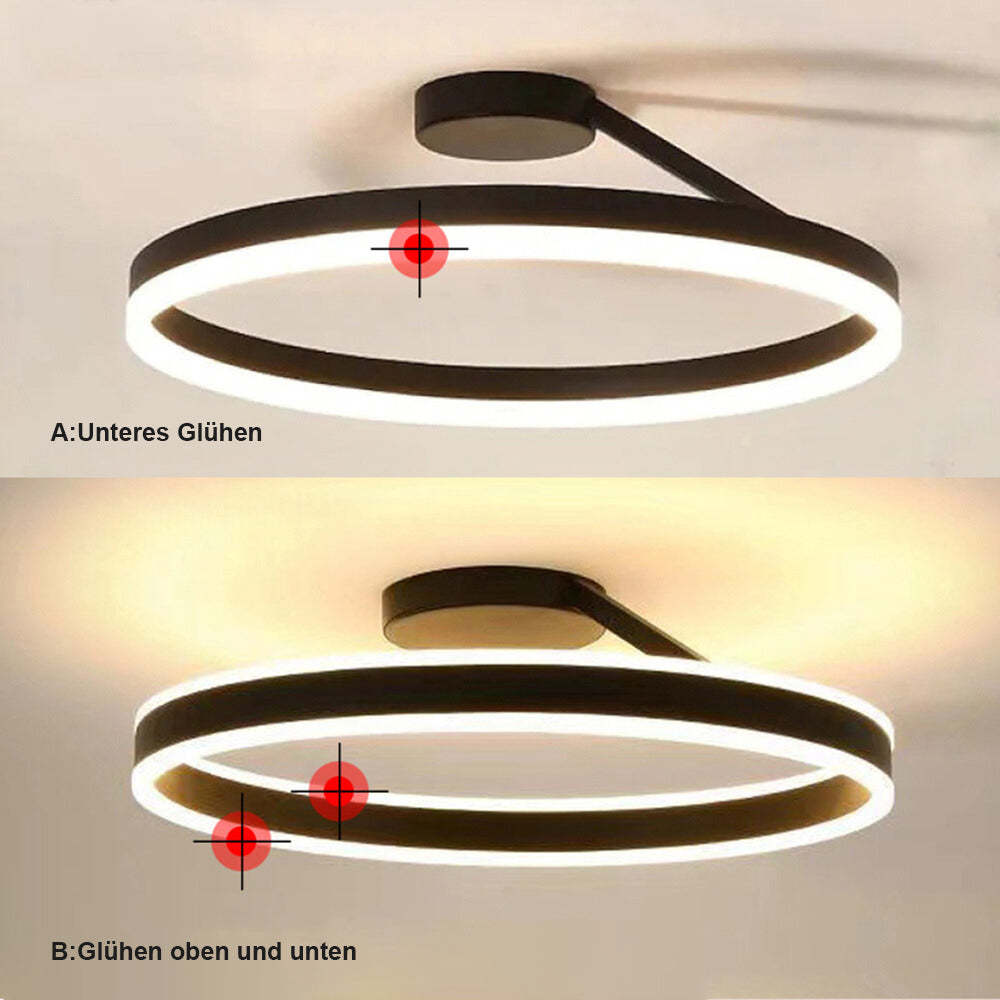 Arisha Modern LED Deckenleuchte Ring Schwarz/Weiß Wohnzimmer Flur Metall