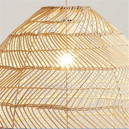 Boho Natural Style Rattan Lampshade Hand Knitted Ceiling Lamp Details