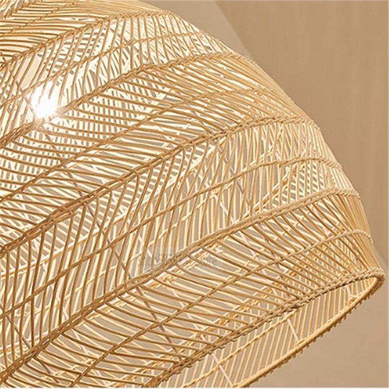 Boho Natural Style Rattan Lampshade Hand Knitted Ceiling Lamp Details