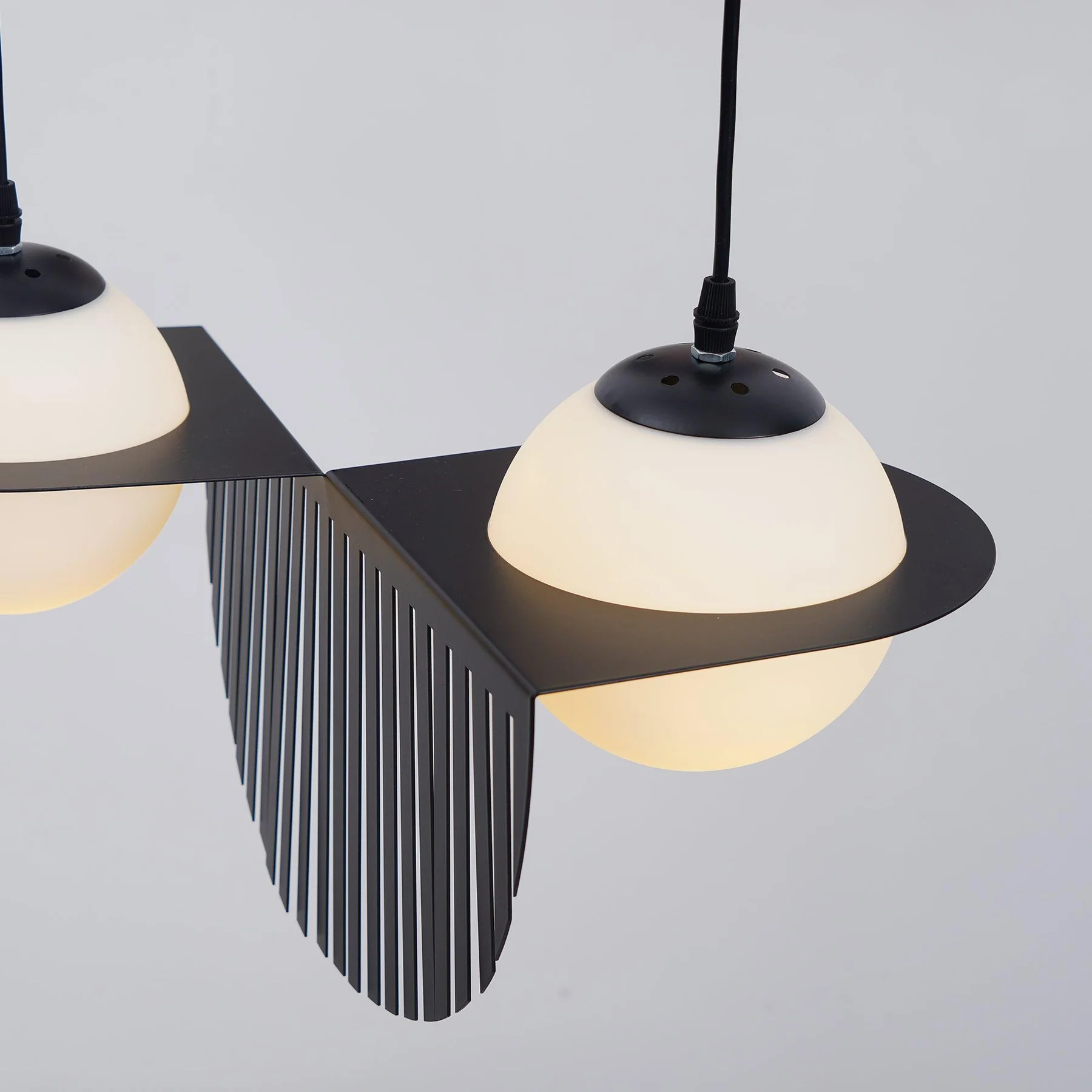Orr Minimalism Black Metal Glass Pendant Light Bedroom Living Room