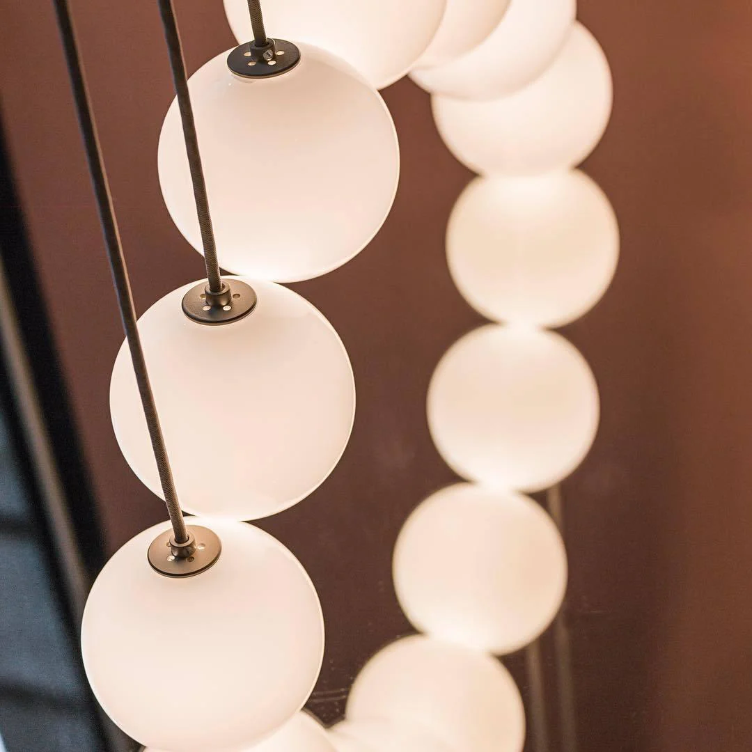 Orr Minimalism Black Metal Glass Pendant Light Bedroom Living Room