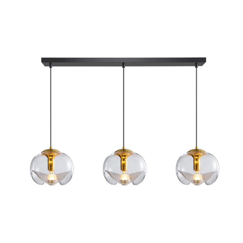 Hailie Modern Round Glass Pendant Light, three lights