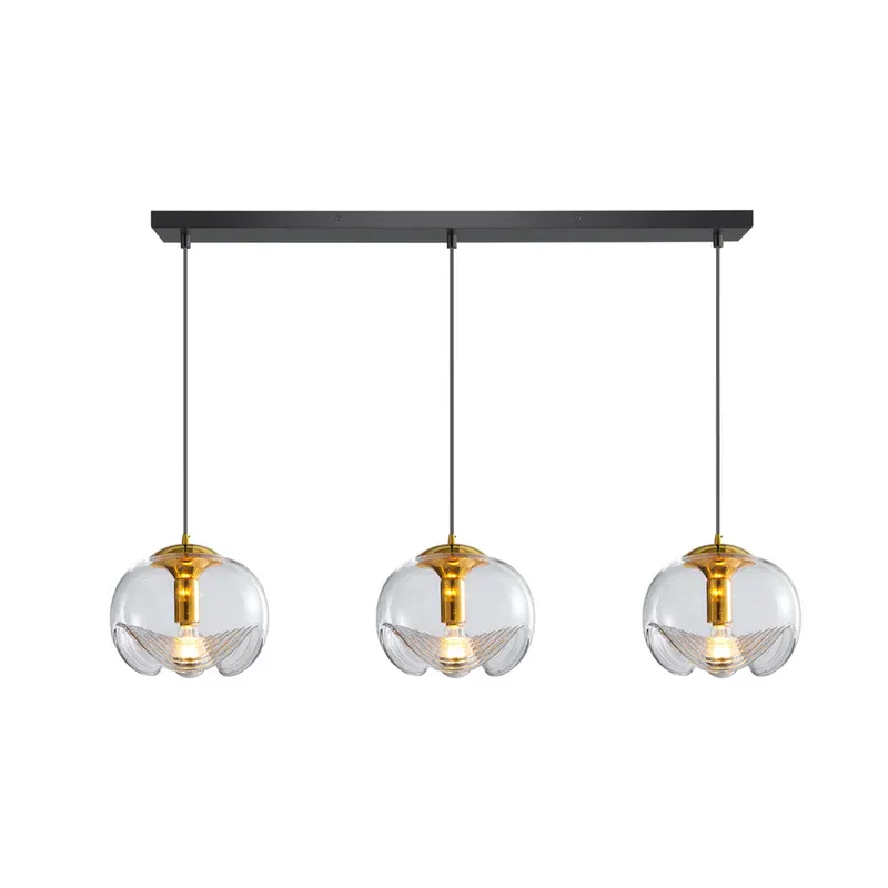 Hailie Modern Round Glass Pendant Light, three lights