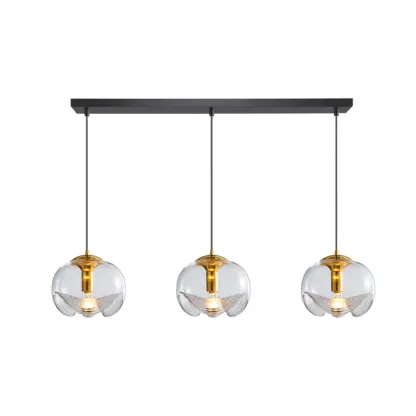 Hailie Modern Round Glass Pendant Light, three lights