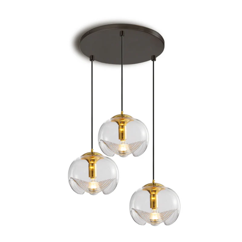 Hailie pendant light with three glass shades