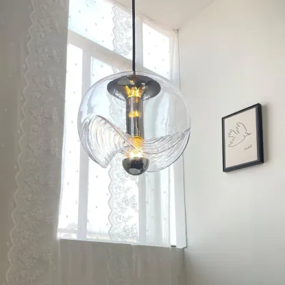 Hailie Modern Round Glass Hanging Pendant Light Shades Dining Room