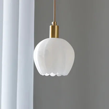Jade Modern Rund Blume Metall Alabaster Pendelleuchte Licht Schlafzimmer Esszimmer