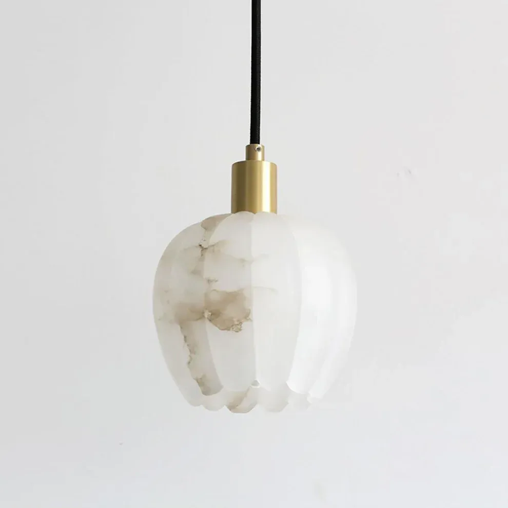 Jade Modern Rund Blume Metall Alabaster Pendelleuchte Licht Schlafzimmer Esszimmer