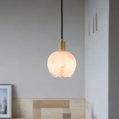 Jade Modern Rund Blume Metall Alabaster Pendelleuchte Licht Schlafzimmer Esszimmer