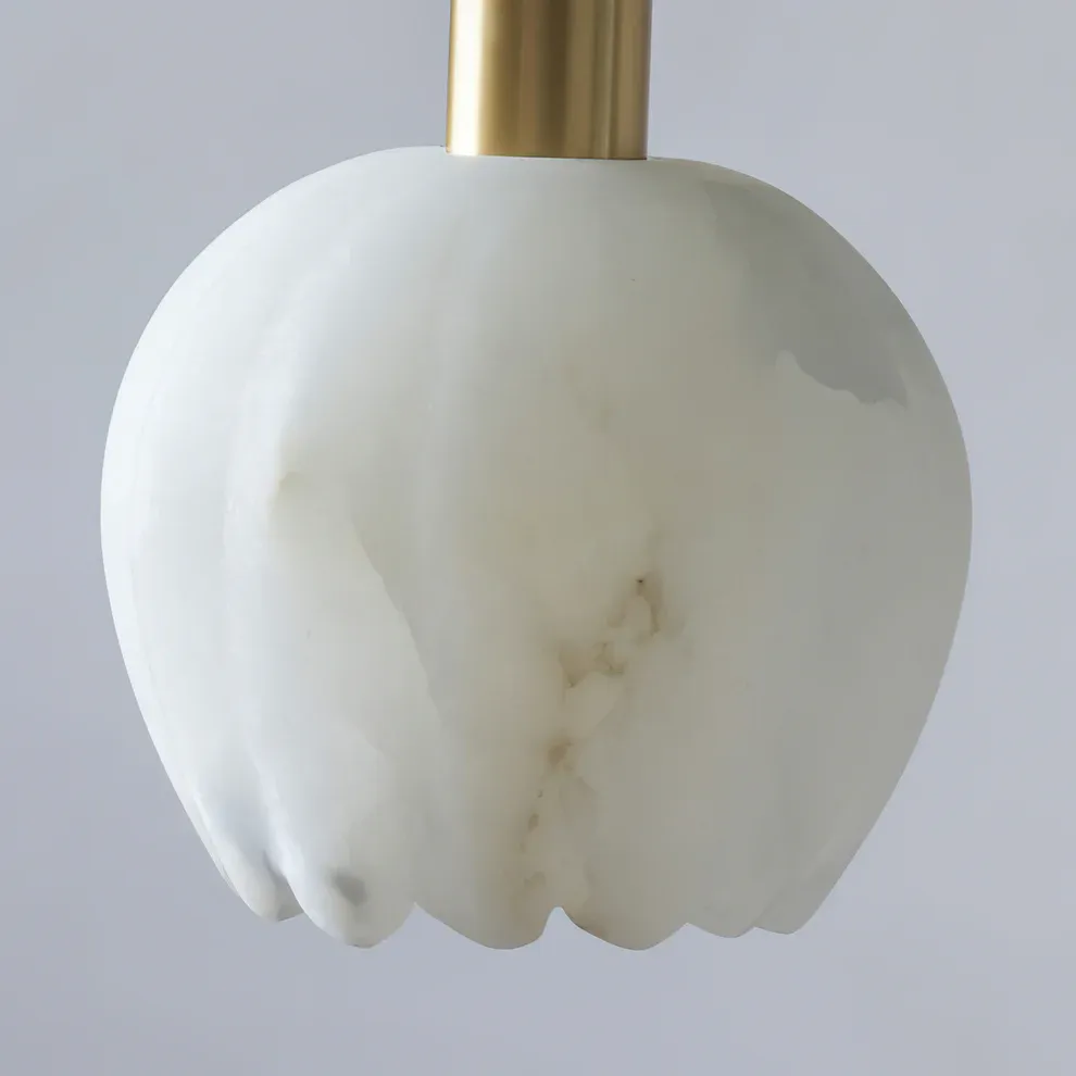 Jade Modern Rund Blume Metall Alabaster Pendelleuchte Licht Schlafzimmer Esszimmer