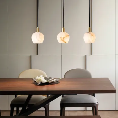 Ozawa Modern Round Flower Metal Resin Pendant Light Bedroom Dining Room