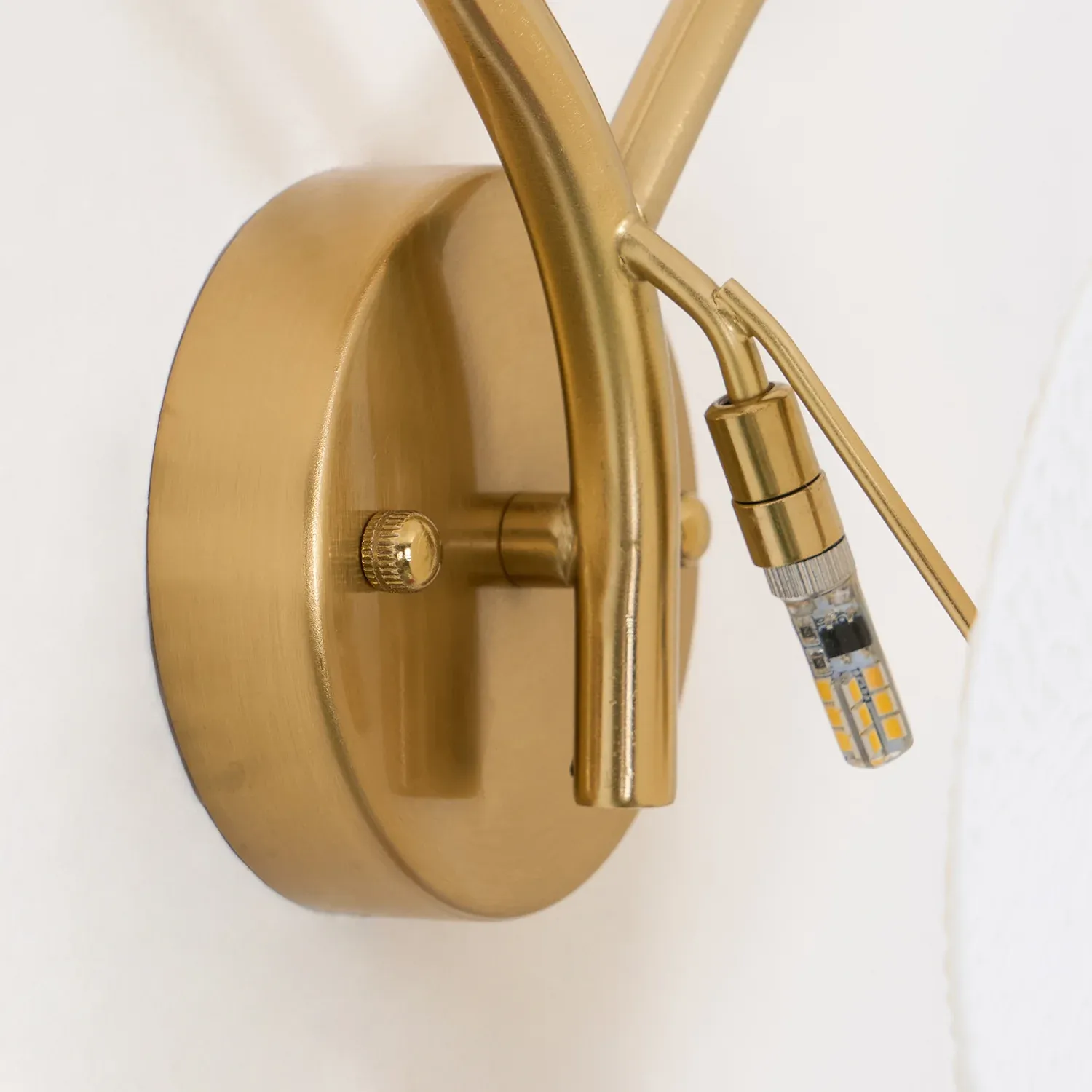 Byers Minimalism Gold White Ceramic Metal Wall Lamp Bedroom Living Room