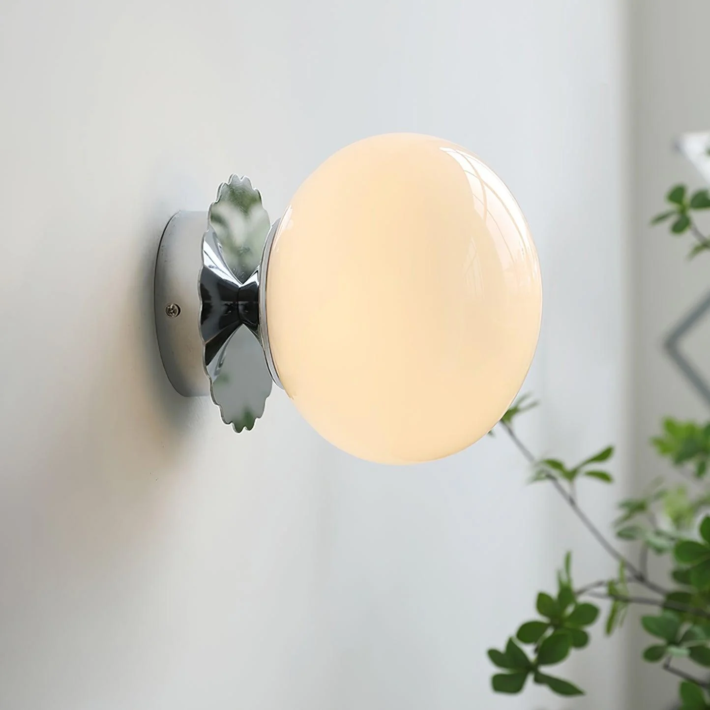 Elif Modern Marshmallow Rundes Glas Wandleuchte Rollos Schlafzimmer Flur