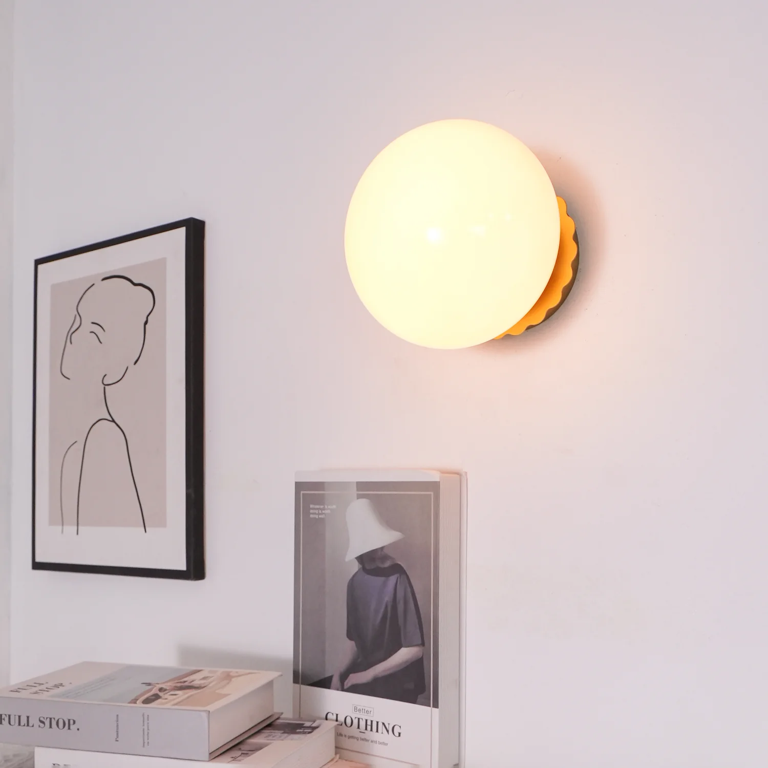 Elif Modern Marshmallow Rundes Glas Wandleuchte Rollos Schlafzimmer Flur