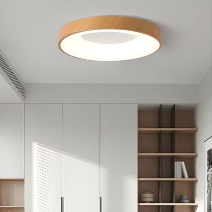 Eliriel Modern Minimalistisch Rund Holz Einbau Deckenleuchte-Las Sola