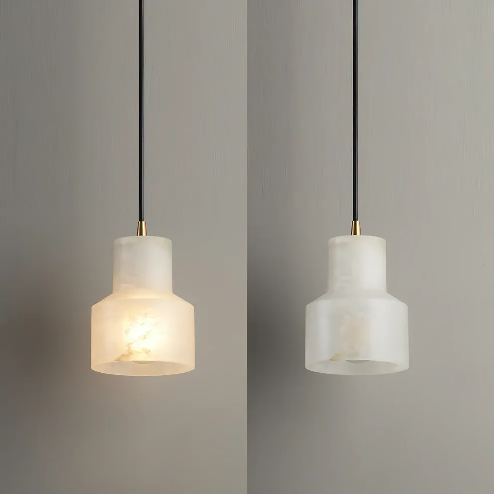 Jade Modern Rund Metall Alabaster Pendelleuchte Licht Schlafzimmer Esszimmer