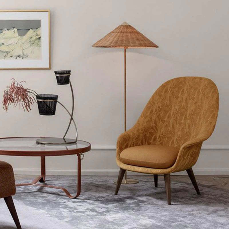 Muto Moderne Metall Stehlampe, Weiß/Holz, Schlafzimmer