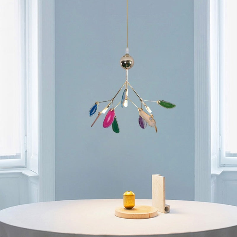 Nordic LED Achat Kreativer Bunter Kronleuchter