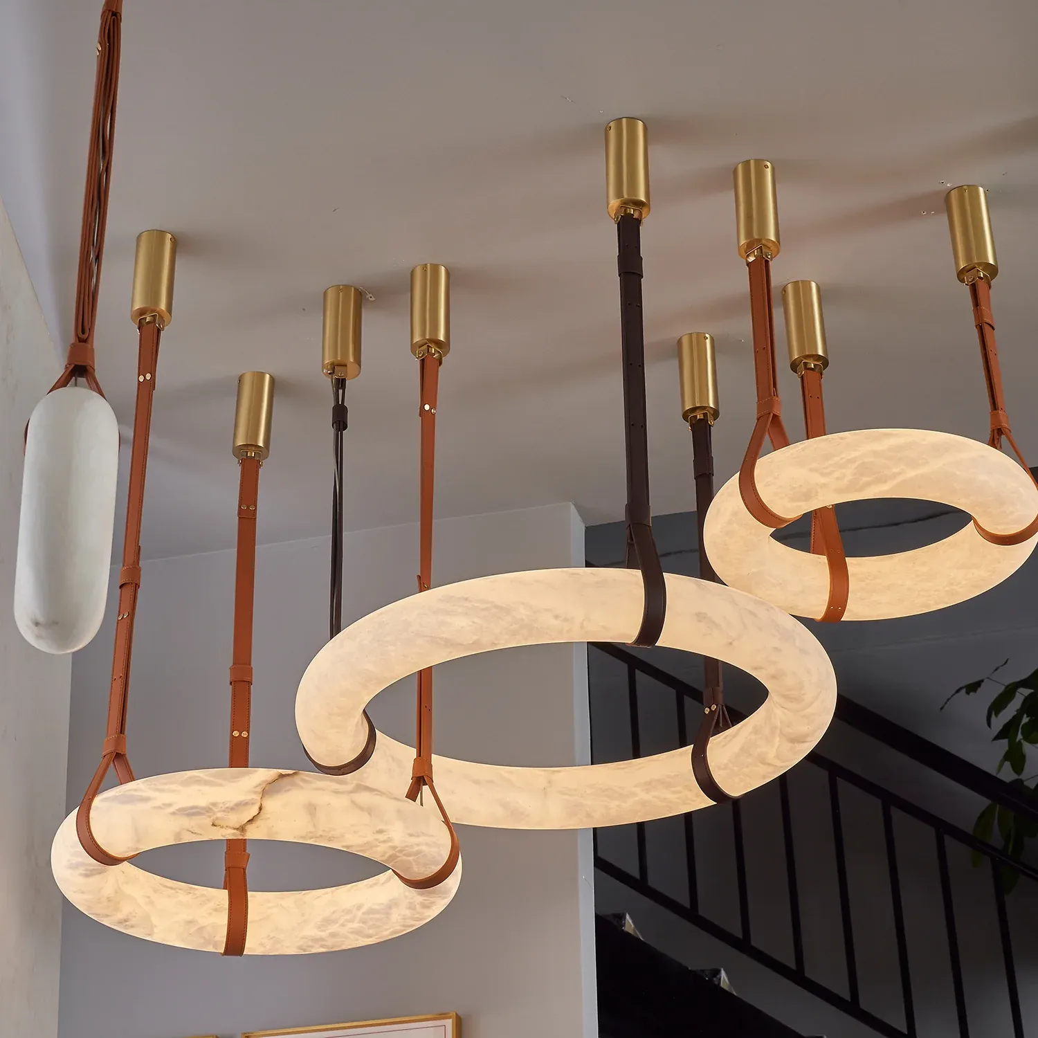 Hailie Vintage Unusual Resin Leather Pendant Light Living Dining Room