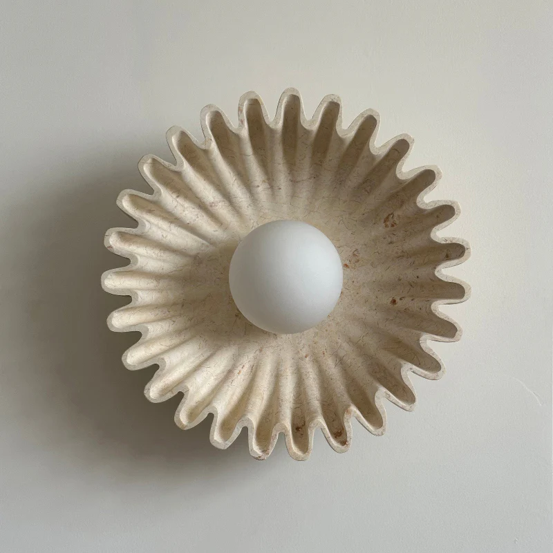 Elif Unusual Round Marble Glass Wall Lamp Indoor