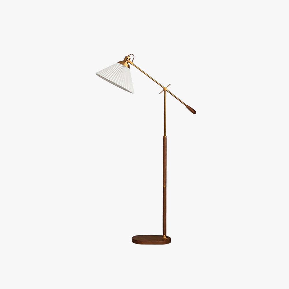 Ozawa Plissiert Retro Stehleuchte, Wohnzimmer, Weiß/Blau, Metall Holz