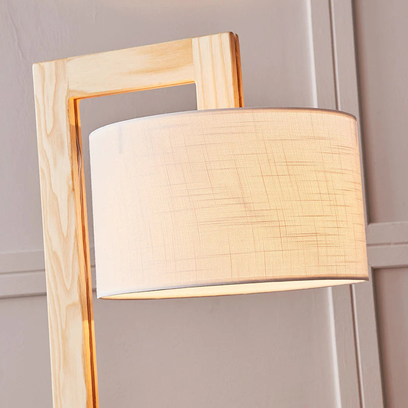 Ozawa Modern Stehlampe, Beige, Holz/Textil, Rechter Winkel, Schlafzimmer