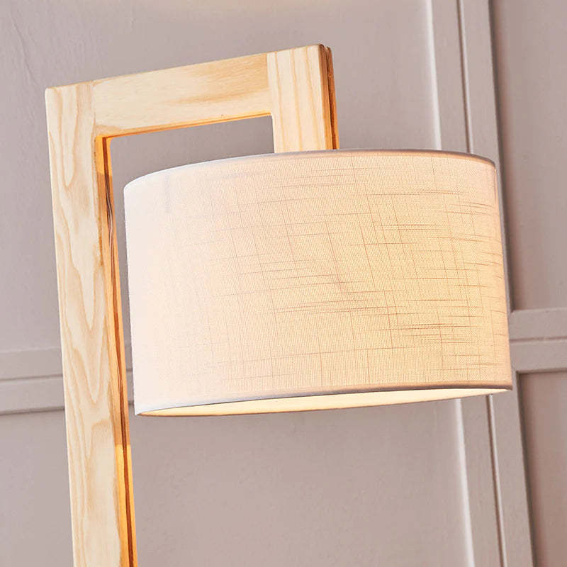 Ozawa Modern Stehlampe, Beige, Holz/Textil, Rechter Winkel, Schlafzimmer