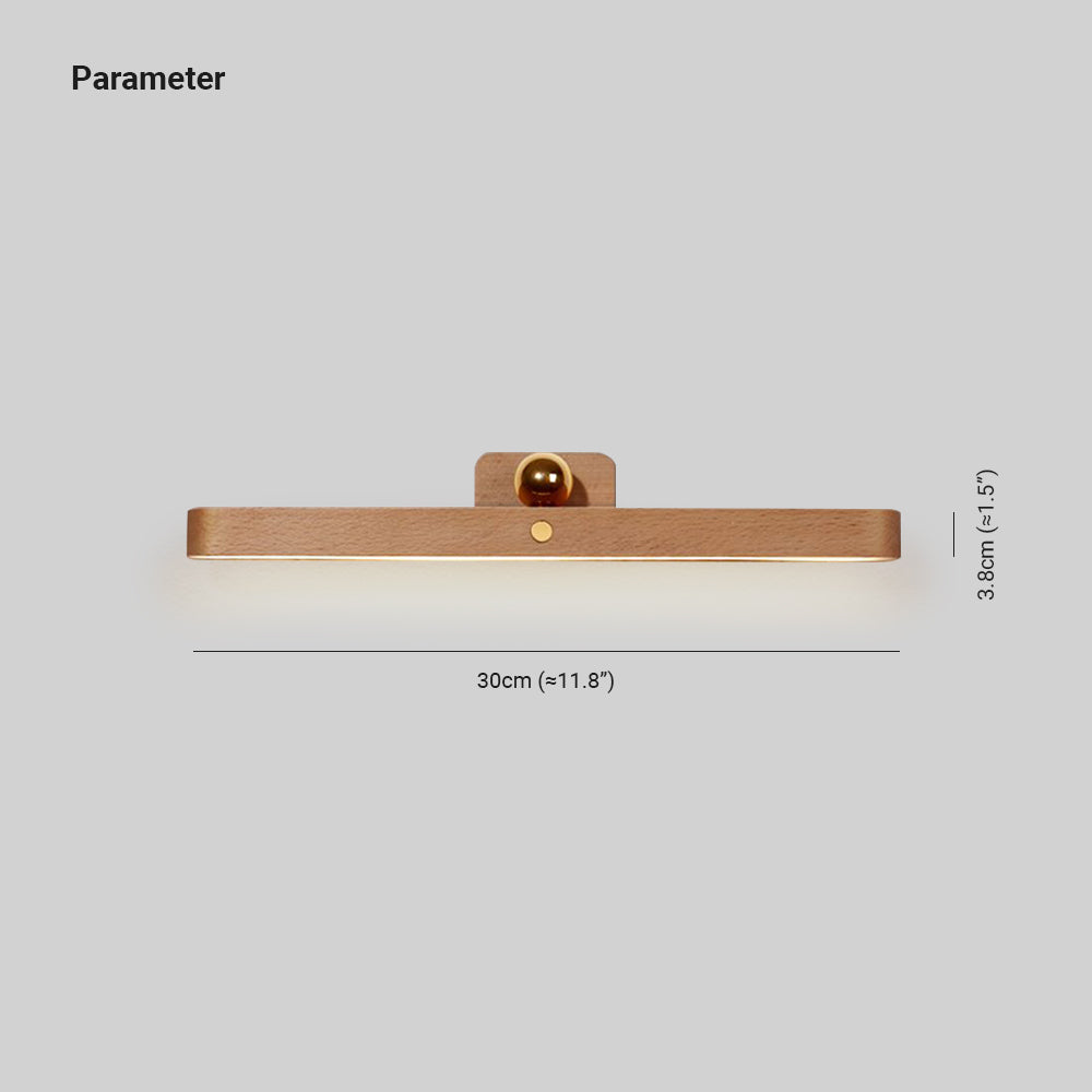 Ozawa LED Wandleuchte Innen Schlaf/Wohnzimmer Holz Acryl Metall Front-Spiegel