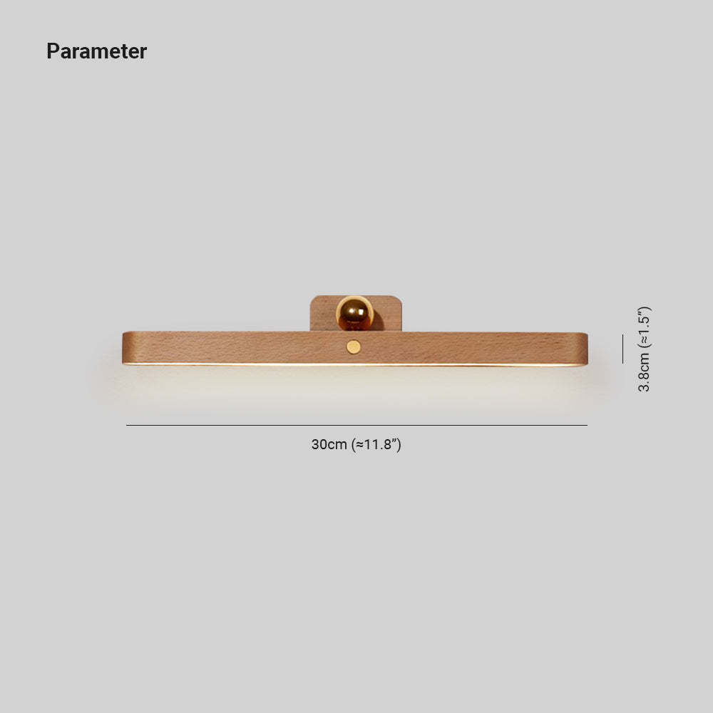 Ozawa LED Wandleuchte Innen Schlaf/Wohnzimmer Holz Acryl Metall Front-Spiegel