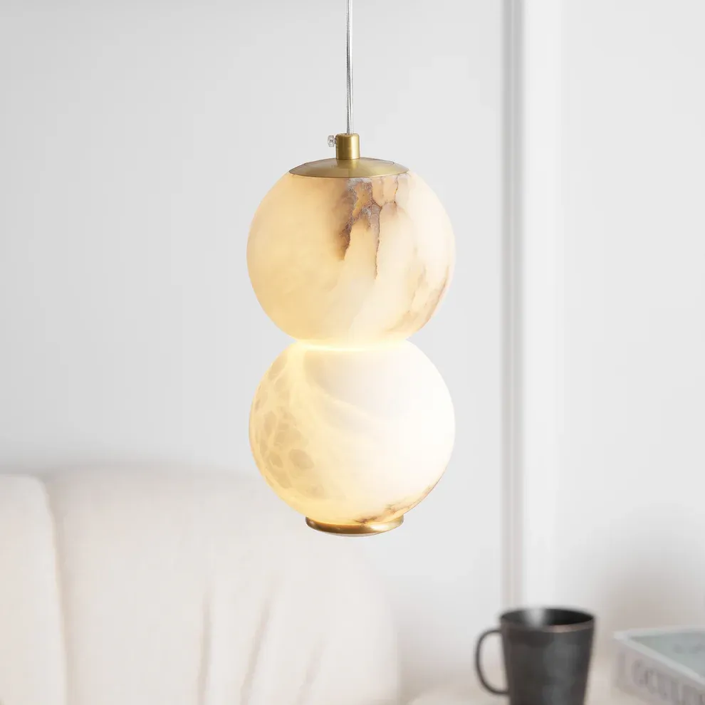 Jade Modern Rund Metall Alabaster Pendelleuchte Licht Schirme Schlafzimmer