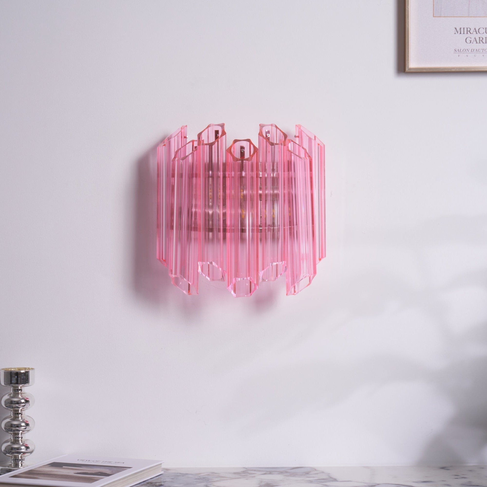 Aurora Wandleuchte Rosa Murano Glasröhre-Las Sola