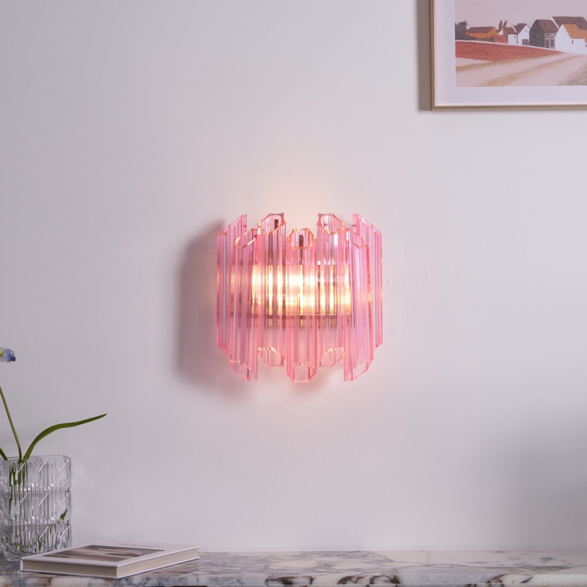 Aurora Wandleuchte Rosa Murano Glasröhre-Las Sola