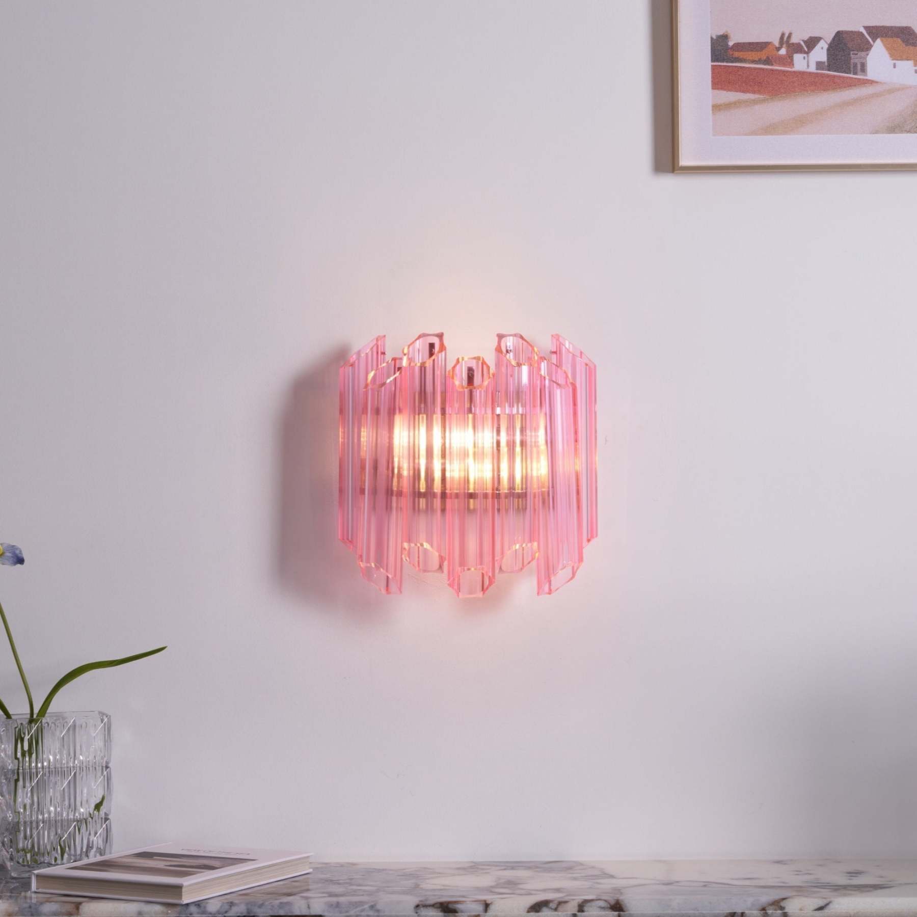 Aurora Wandleuchte Rosa Murano Glasröhre-Las Sola