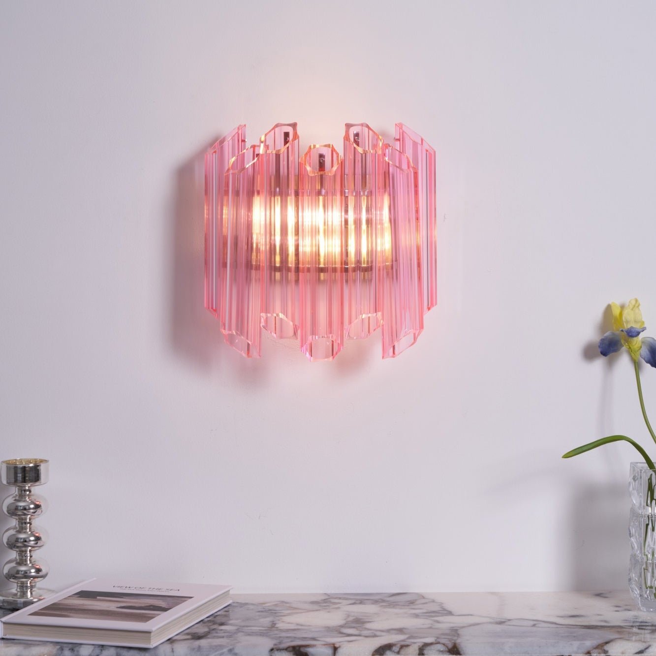 Aurora Wandleuchte Rosa Murano Glasröhre-Las Sola