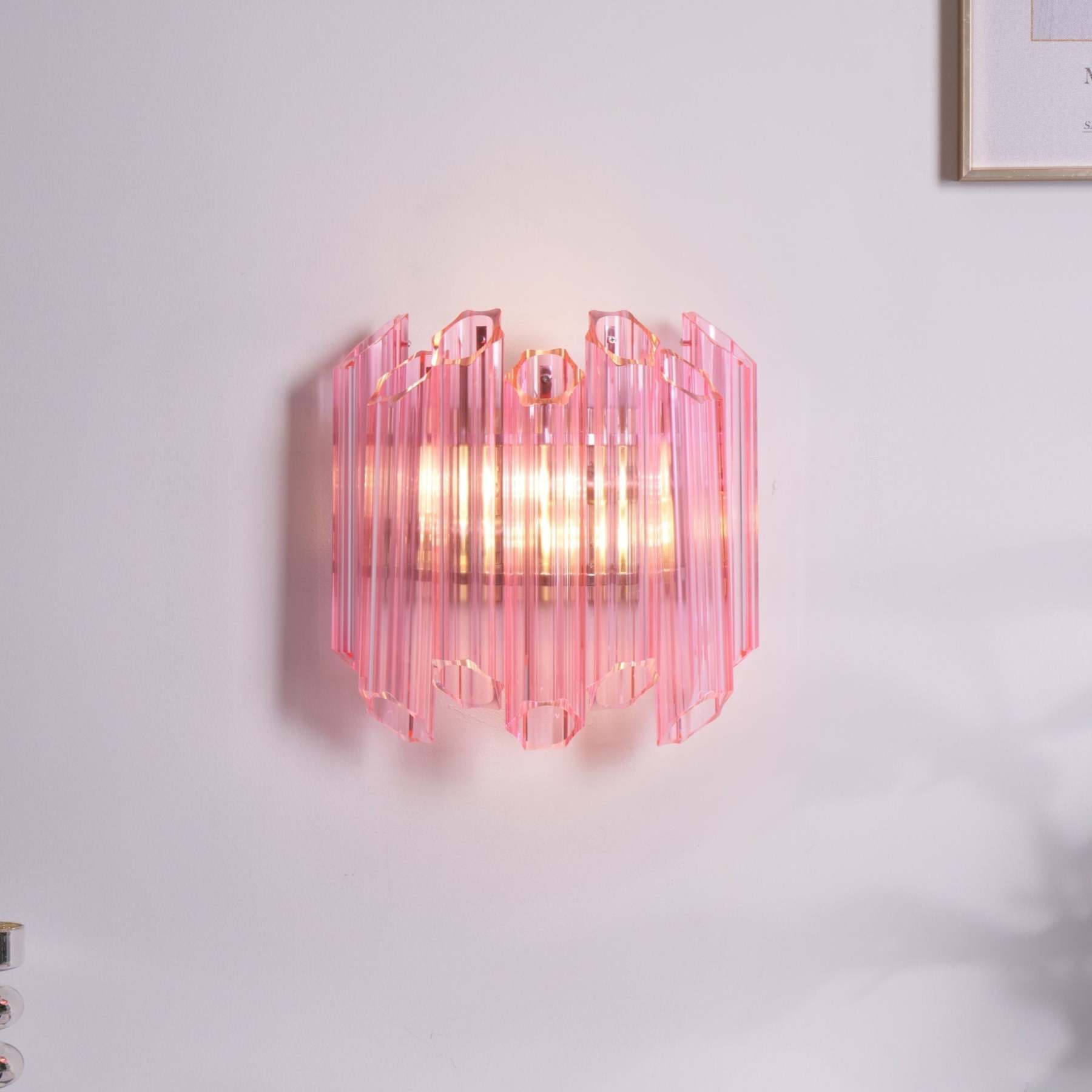 Aurora Wandleuchte Rosa Murano Glasröhre-Las Sola