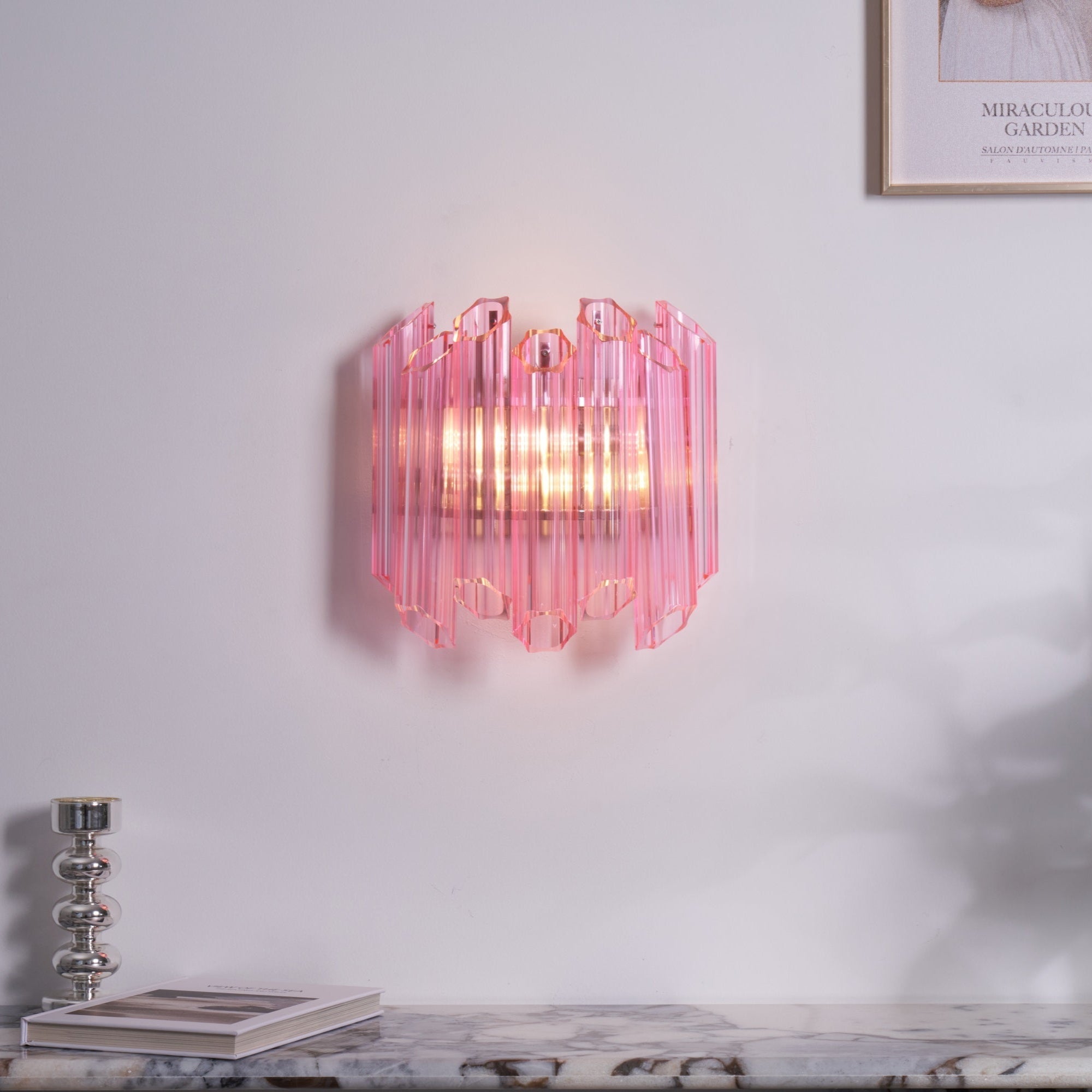 Aurora Wandleuchte Rosa Murano Glasröhre-Las Sola