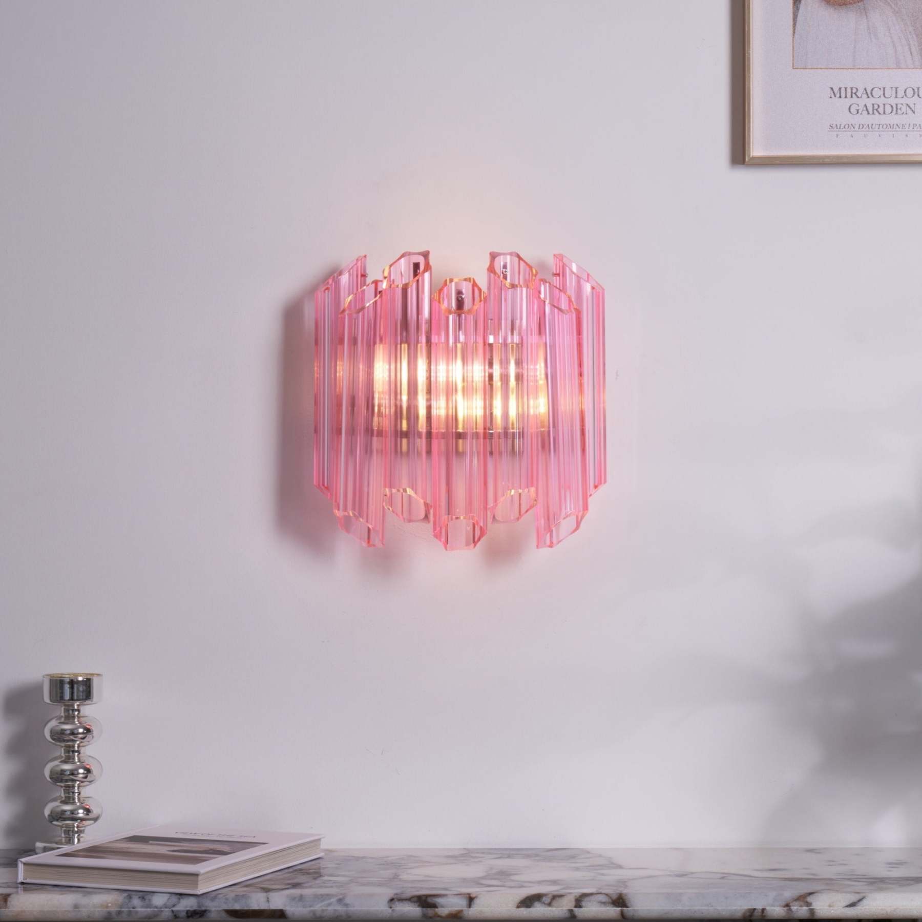 Aurora Wandleuchte Rosa Murano Glasröhre-Las Sola