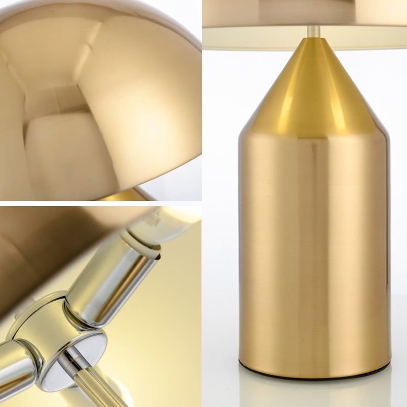 Salgado Tischleuchte Pilz Modern, Metall, Schwarz/Weiß/Gold, Esszimmer