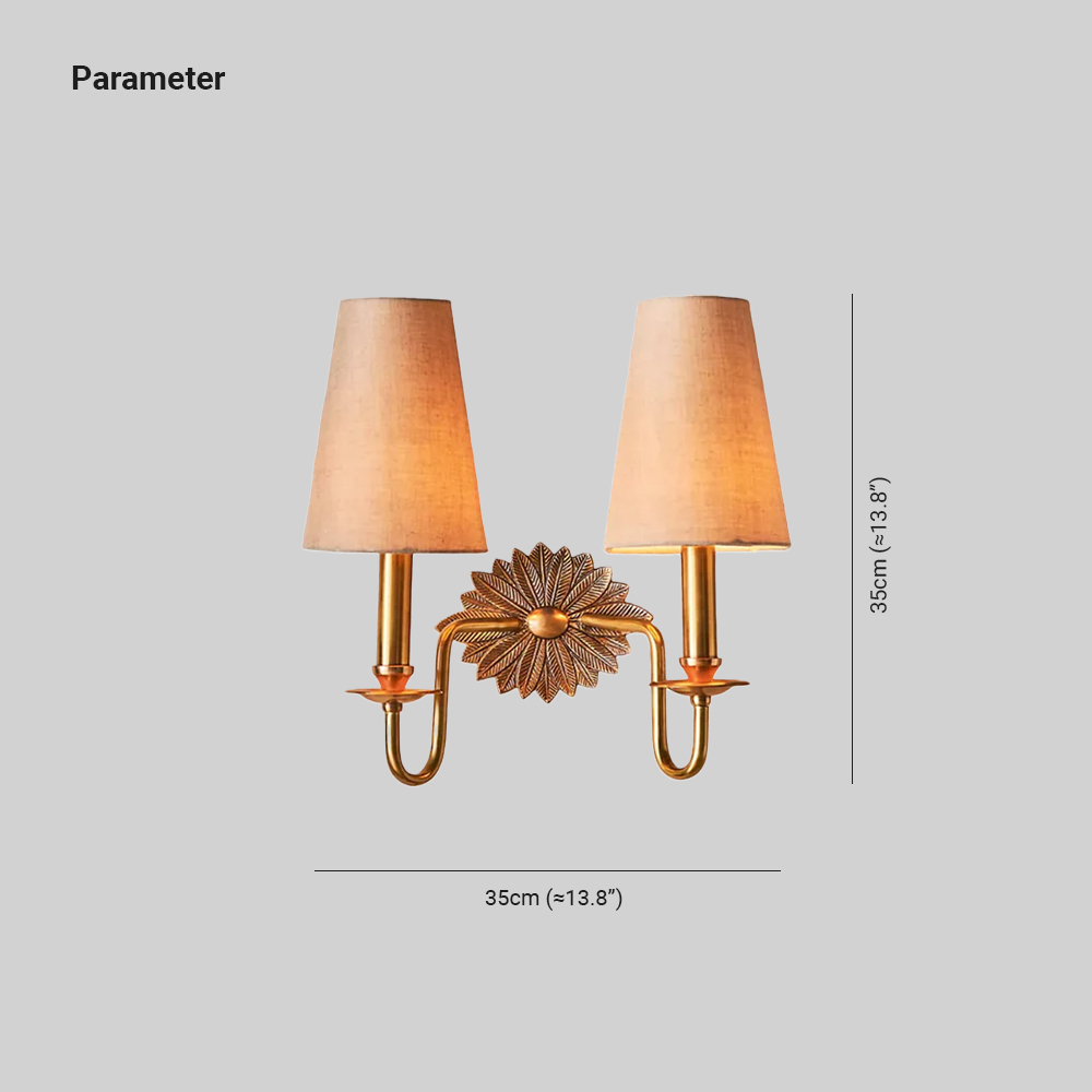 Alessio Vintage Classical Brass Fabric Wall Light Shades Bedroom Living Room