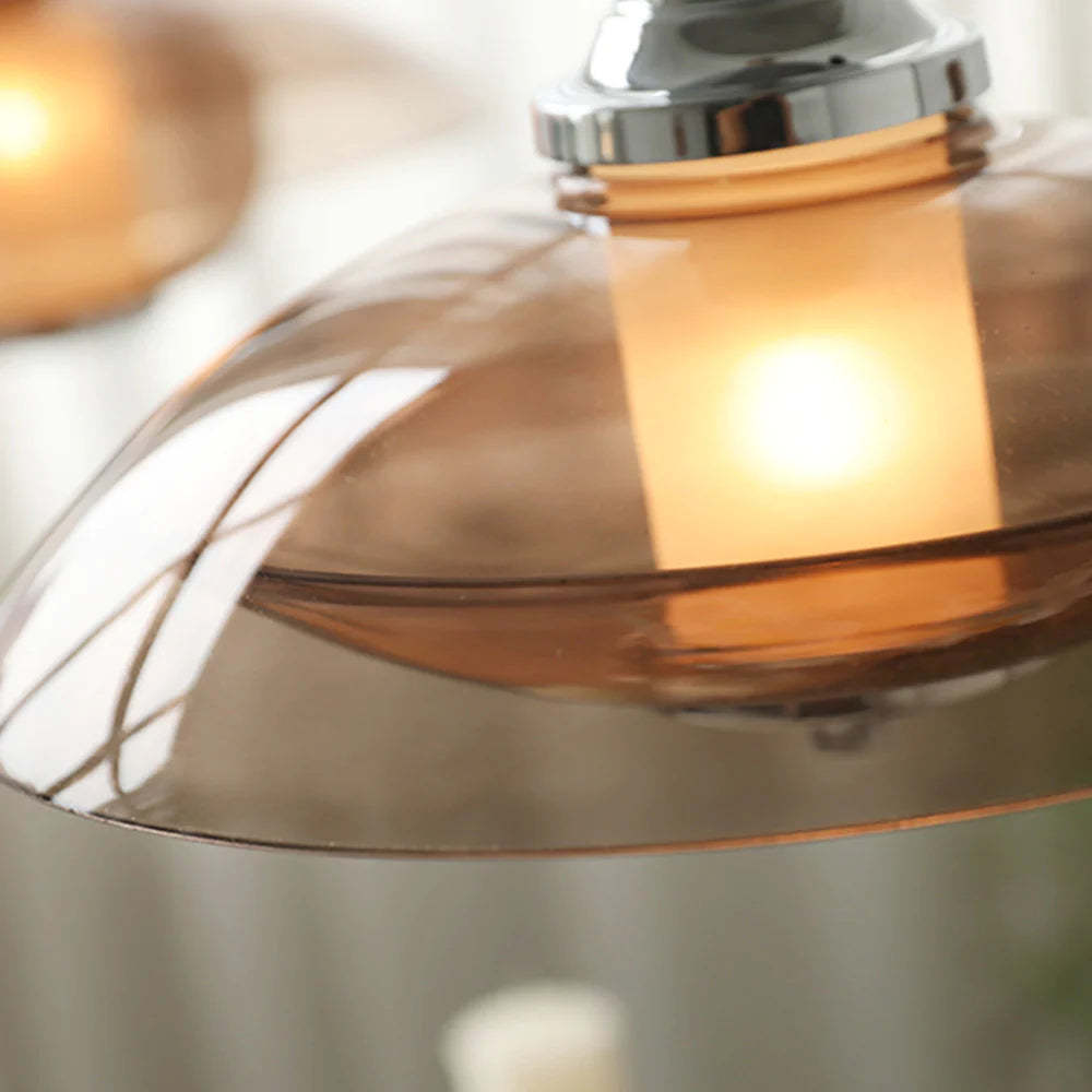 Cairns Modern Rund LED Pendelleuchte Braun Glas Wohnzimmer