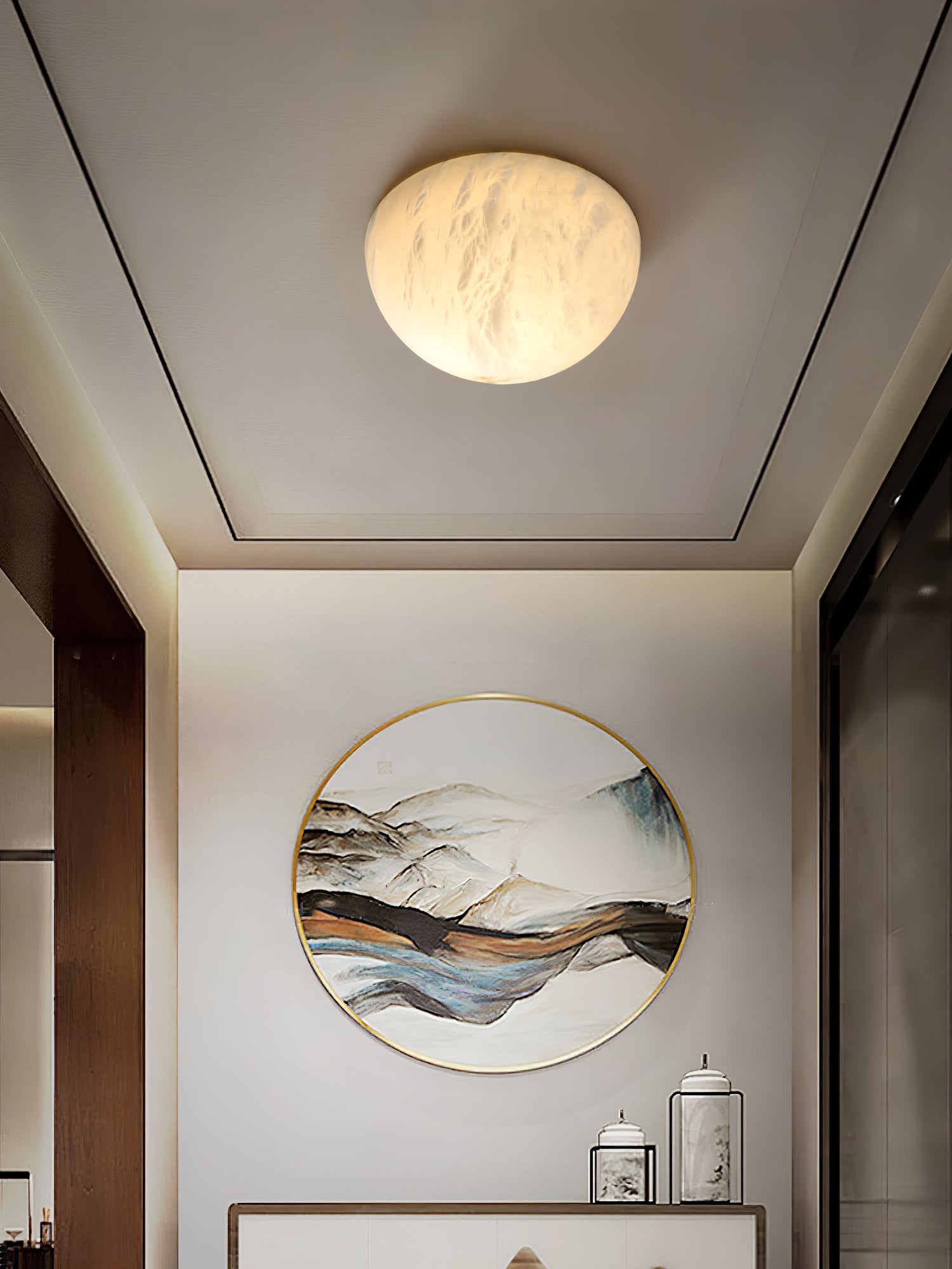 Visoliel Minimalistisch Alabaster Deckenleuchte Wandleuchte-Las Sola