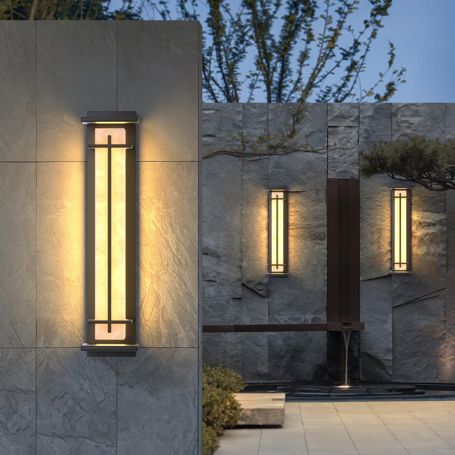 Ray Quadratisch Außenwandlampe Imitation Alabaster Wasserdicht-Las Sola