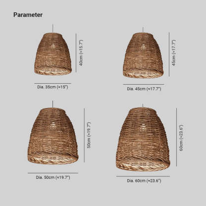 Muto Vintage Pendelleuchte Rustikale LED Rattan Schlafzimmer