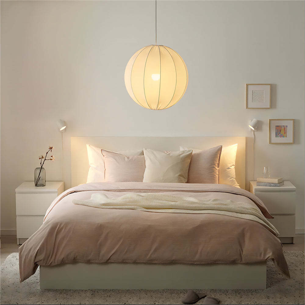 Renée Modern Minimalist Kugel Pendelleuchte aus Metall/Stoff, Weiß