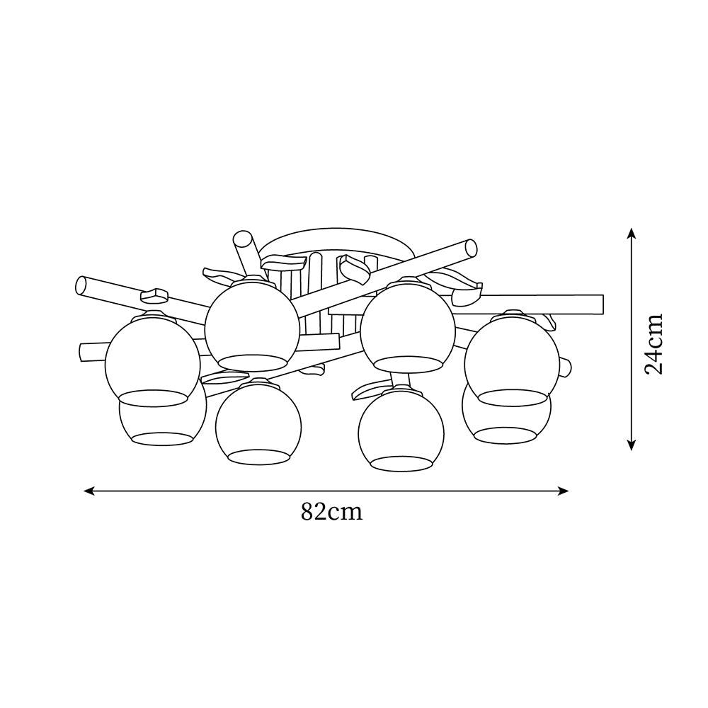Deckenleuchte Holz Körper Glas Globen Organisch Warm Minimalistisch-Las Sola