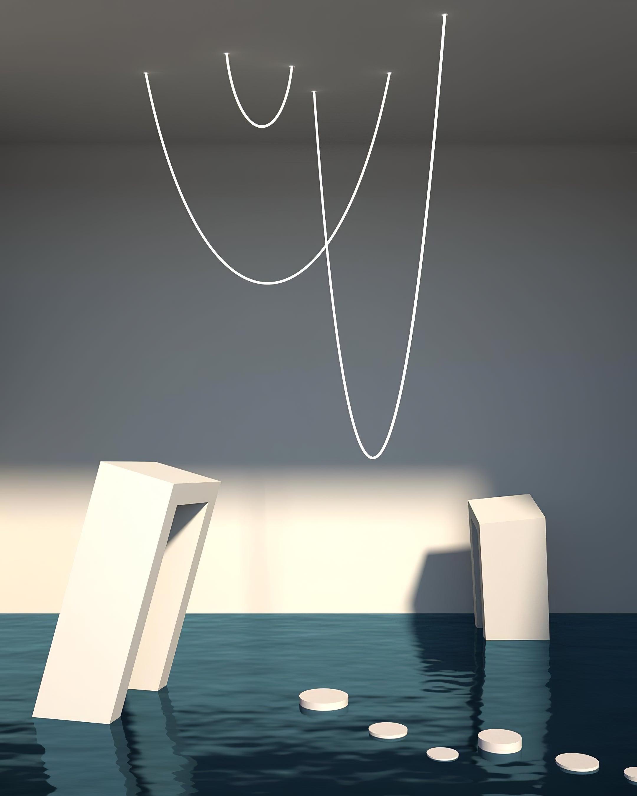 Solara Pendelleuchte Flexible Kurve Silikon Messing-Las Sola