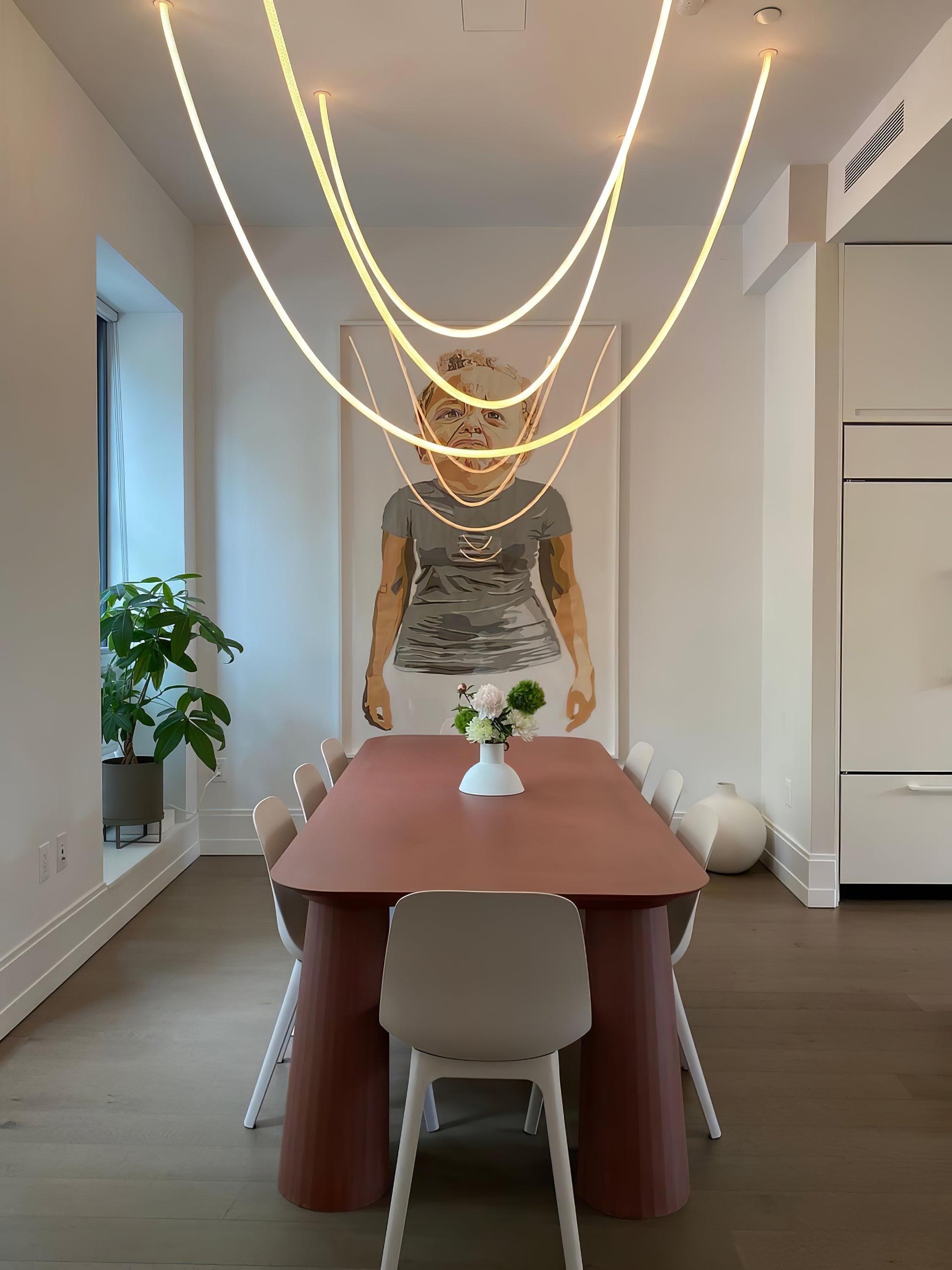 Solara Pendelleuchte Flexible Kurve Silikon Messing-Las Sola