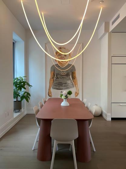 Solara Pendelleuchte Flexible Kurve Silikon Messing-Las Sola