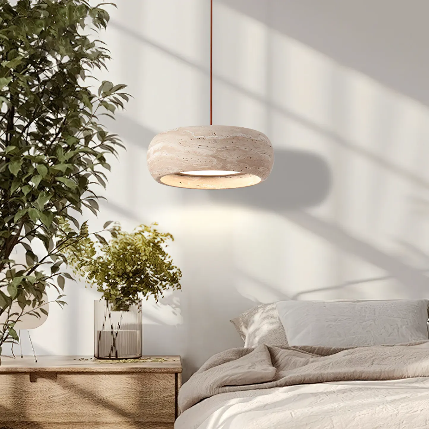 Modern Round Cement Pendant Light Shades Bedroom Kitchen | Las Sola